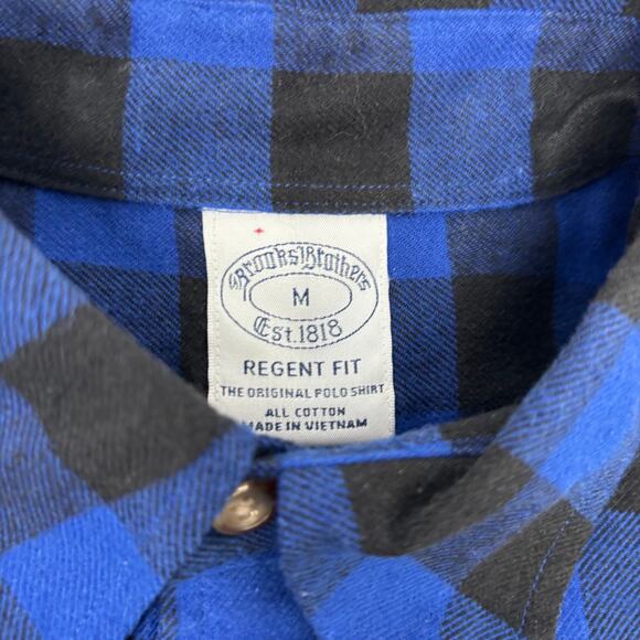 Brooks Brothers Medium Blue Black Plaid Regent Long Sleeve Button Down Shirt - Picture 2 of 4